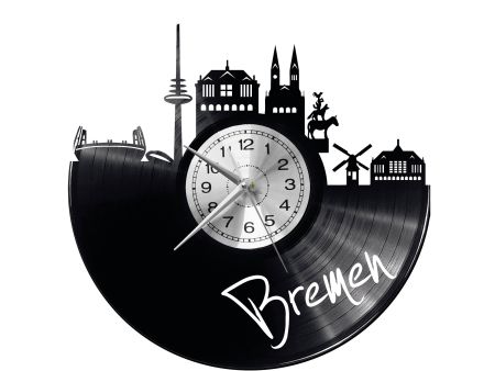 Bremen Vinyl Zegar Ścienny Płyta Winylowa Nowoczesny 
Dekoracyjny Na Prezent Urodziny