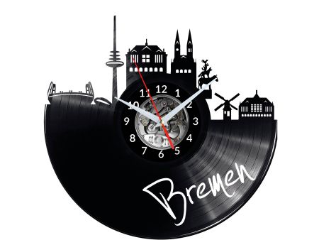 Bremen Vinyl Zegar Ścienny Płyta Winylowa Nowoczesny 
Dekoracyjny Na Prezent Urodziny