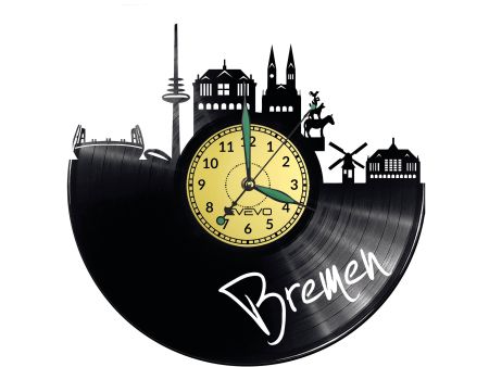 Bremen Vinyl Zegar Ścienny Płyta Winylowa Nowoczesny 
Dekoracyjny Na Prezent Urodziny