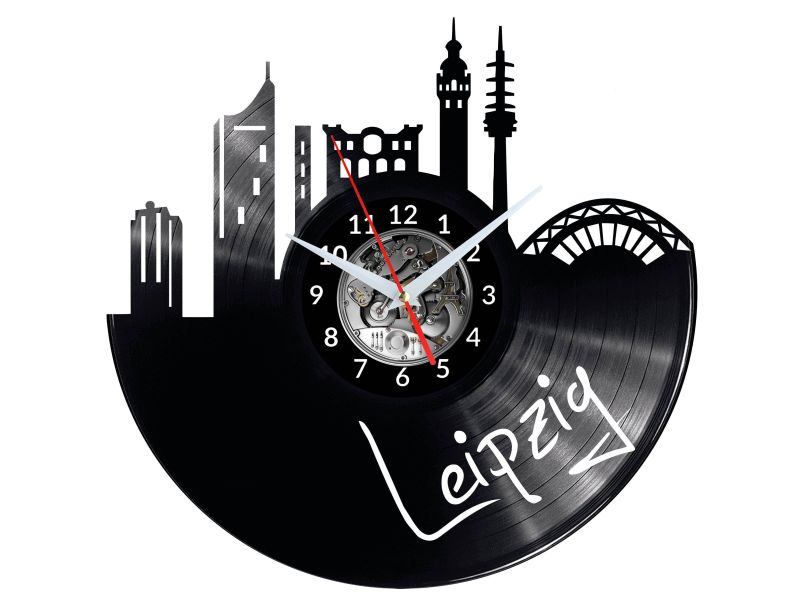 Leipzig Vinyl Zegar Ścienny Płyta Winylowa Nowoczesny 
Dekoracyjny Na Prezent Urodziny