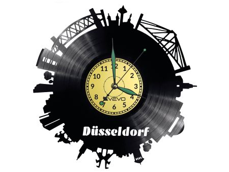 Dusseldorf Vinyl Zegar Ścienny Płyta Winylowa Nowoczesny 
Dekoracyjny Na Prezent Urodziny