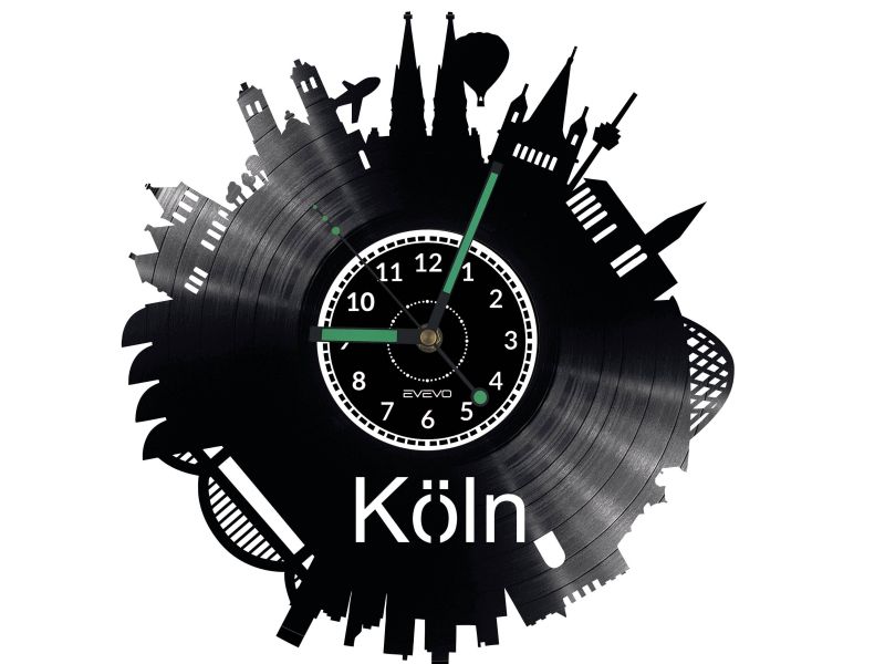 Koln Vinyl Zegar Ścienny Płyta Winylowa Nowoczesny 
Dekoracyjny Na Prezent Urodziny