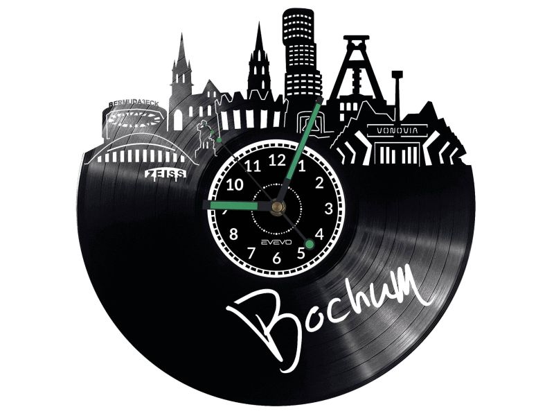 Bochum Vinyl Zegar Ścienny Płyta Winylowa Nowoczesny 
Dekoracyjny Na Prezent Urodziny