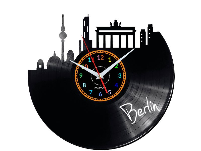 Berlin Vinyl Zegar Ścienny Płyta Winylowa Nowoczesny 
Dekoracyjny Na Prezent Urodziny