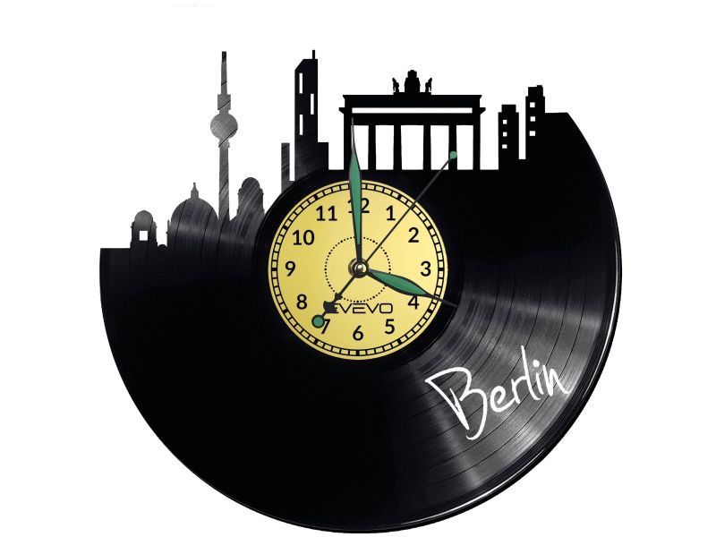 Berlin Vinyl Zegar Ścienny Płyta Winylowa Nowoczesny 
Dekoracyjny Na Prezent Urodziny