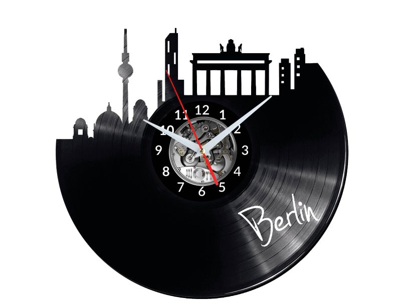 Berlin Vinyl Zegar Ścienny Płyta Winylowa Nowoczesny 
Dekoracyjny Na Prezent Urodziny