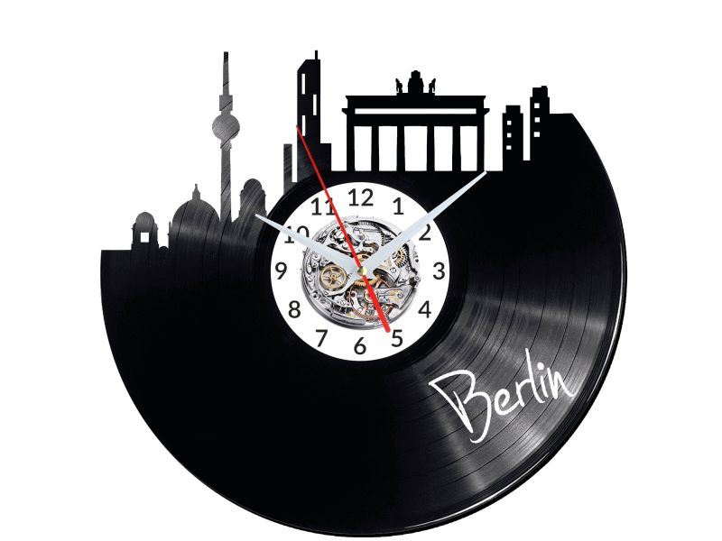 Berlin Vinyl Zegar Ścienny Płyta Winylowa Nowoczesny 
Dekoracyjny Na Prezent Urodziny