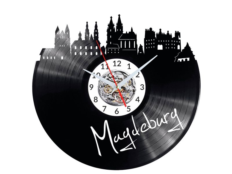 Magdeburg Vinyl Zegar Ścienny Płyta Winylowa Nowoczesny 
Dekoracyjny Na Prezent Urodziny