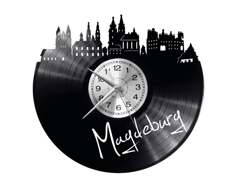 Magdeburg Vinyl Zegar Ścienny Płyta Winylowa Nowoczesny 
Dekoracyjny Na Prezent Urodziny