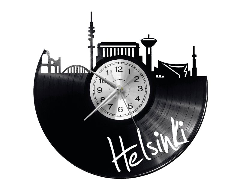 Helsinki Vinyl Zegar Ścienny Płyta Winylowa Nowoczesny 
Dekoracyjny Na Prezent Urodziny