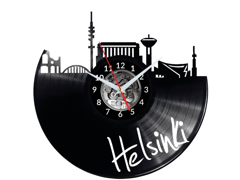 Helsinki Vinyl Zegar Ścienny Płyta Winylowa Nowoczesny 
Dekoracyjny Na Prezent Urodziny