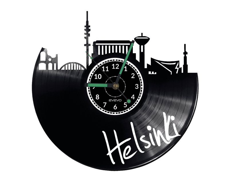 Helsinki Vinyl Zegar Ścienny Płyta Winylowa Nowoczesny 
Dekoracyjny Na Prezent Urodziny