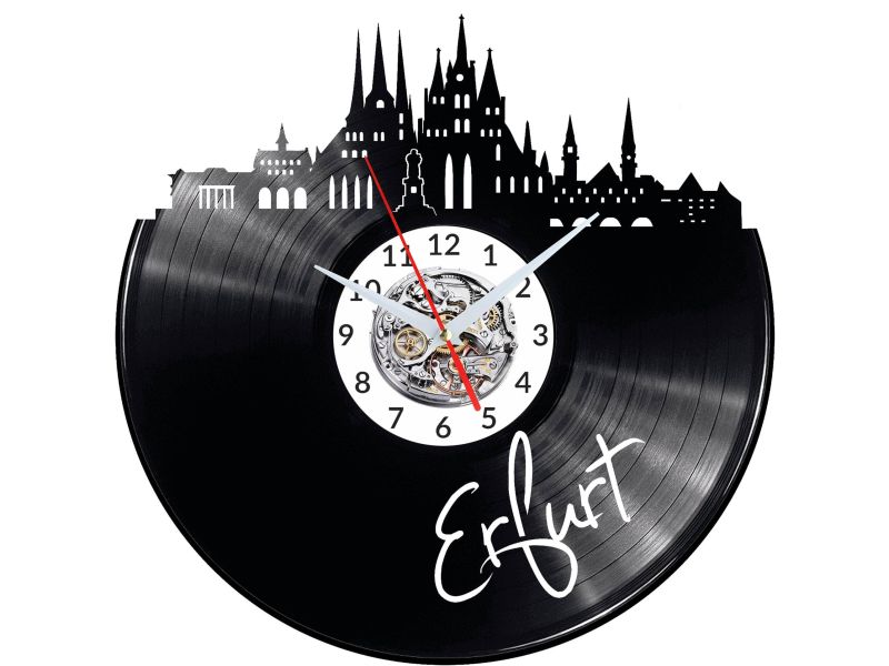 Erfurt Vinyl Zegar Ścienny Płyta Winylowa Nowoczesny Dekoracyjny Na Prezent Urodziny