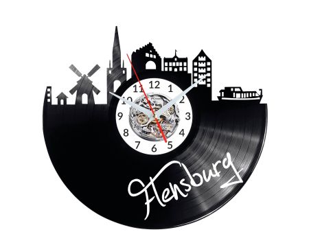 Flensburg Vinyl Zegar Ścienny Płyta Winylowa Nowoczesny 
Dekoracyjny Na Prezent Urodziny