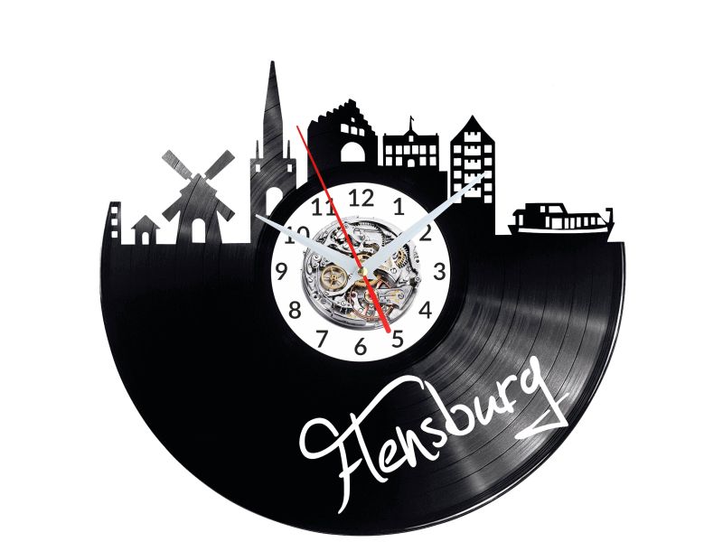 Flensburg Vinyl Zegar Ścienny Płyta Winylowa Nowoczesny 
Dekoracyjny Na Prezent Urodziny