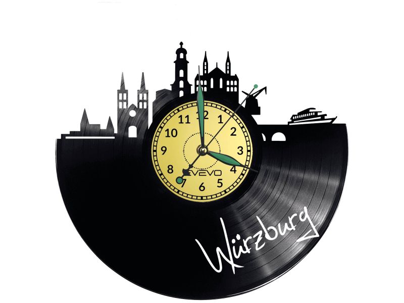 Wurzburg Vinyl Zegar Ścienny Płyta Winylowa Nowoczesny 
Dekoracyjny Na Prezent Urodziny