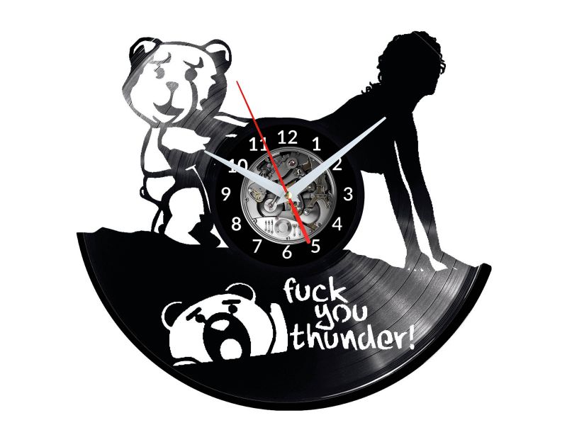 TED FUCK YOU THUNDER Vinyl Zegar Ścienny Płyta Winylowa Nowoczesny 
Dekoracyjny Na Prezent Urodziny