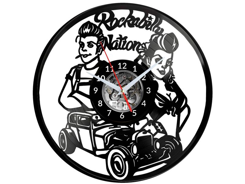 Rockabilly Vinyl Zegar Ścienny Płyta Winylowa Nowoczesny 
Dekoracyjny Na Prezent Urodziny