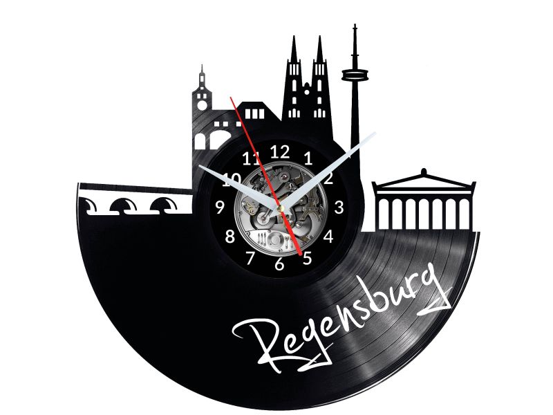 Regensburg Vinyl Zegar Ścienny Płyta Winylowa Nowoczesny 
Dekoracyjny Na Prezent Urodziny