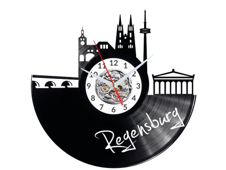 Regensburg Vinyl Zegar Ścienny Płyta Winylowa Nowoczesny 
Dekoracyjny Na Prezent Urodziny