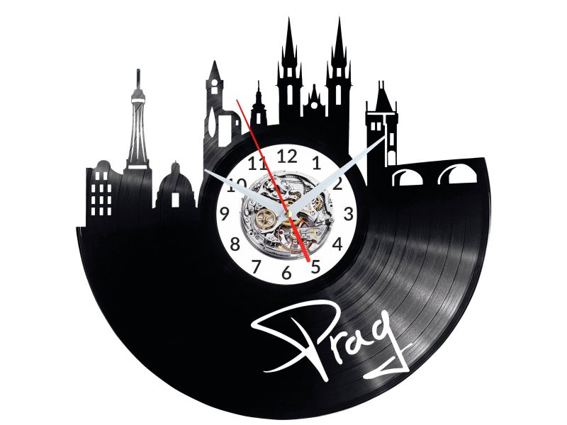 Prag Vinyl Zegar Ścienny Płyta Winylowa Nowoczesny 
Dekoracyjny Na Prezent Urodziny