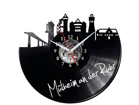 Mulheim an der Ruhr Vinyl Zegar Ścienny Płyta Winylowa Nowoczesny 
Dekoracyjny Na Prezent Urodziny