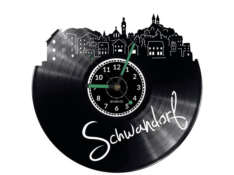 Schwandorf Vinyl Zegar Ścienny Płyta Winylowa Nowoczesny 
Dekoracyjny Na Prezent Urodziny