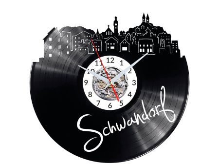 Schwandorf Vinyl Zegar Ścienny Płyta Winylowa Nowoczesny 
Dekoracyjny Na Prezent Urodziny