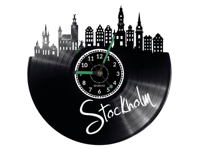 Stockholm Vinyl Zegar Ścienny Płyta Winylowa Nowoczesny 
Dekoracyjny Na Prezent Urodziny