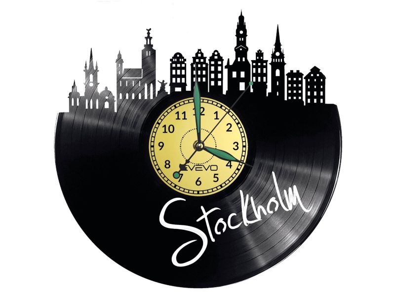 Stockholm Vinyl Zegar Ścienny Płyta Winylowa Nowoczesny 
Dekoracyjny Na Prezent Urodziny