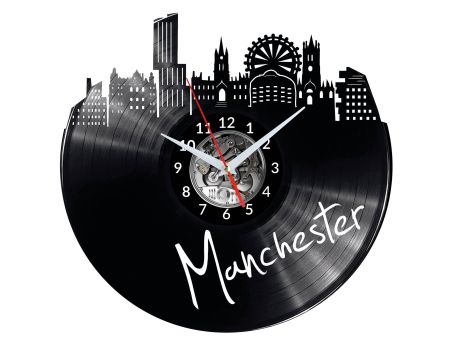 Manchester Vinyl Zegar Ścienny Płyta Winylowa Nowoczesny 
Dekoracyjny Na Prezent Urodziny