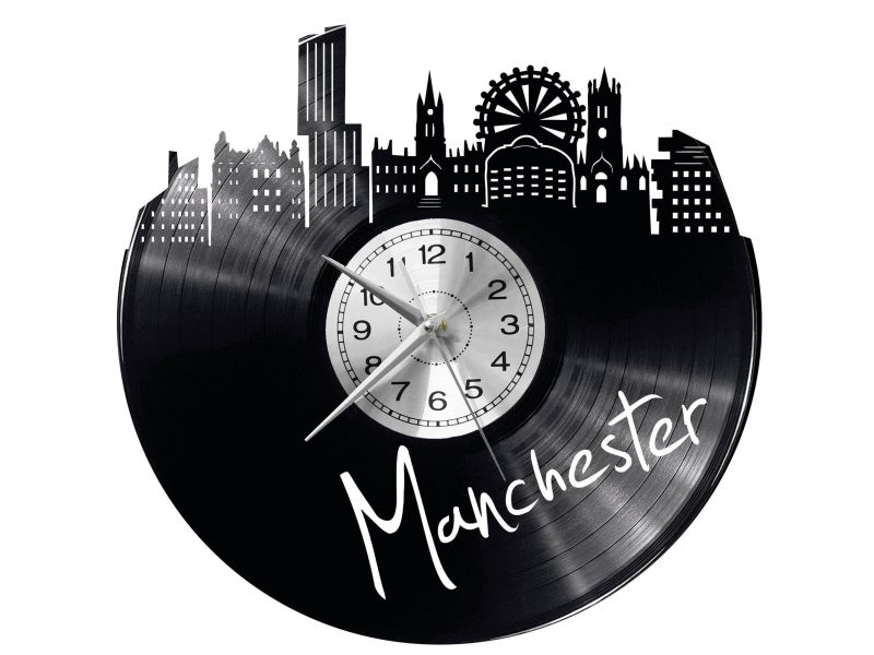 Manchester Vinyl Zegar Ścienny Płyta Winylowa Nowoczesny 
Dekoracyjny Na Prezent Urodziny