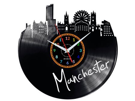 Manchester Vinyl Zegar Ścienny Płyta Winylowa Nowoczesny 
Dekoracyjny Na Prezent Urodziny