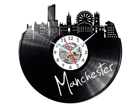 Manchester Vinyl Zegar Ścienny Płyta Winylowa Nowoczesny 
Dekoracyjny Na Prezent Urodziny