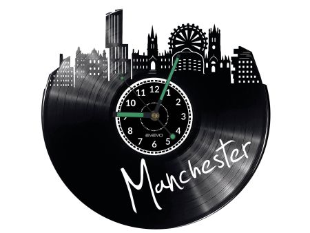 Manchester Vinyl Zegar Ścienny Płyta Winylowa Nowoczesny 
Dekoracyjny Na Prezent Urodziny