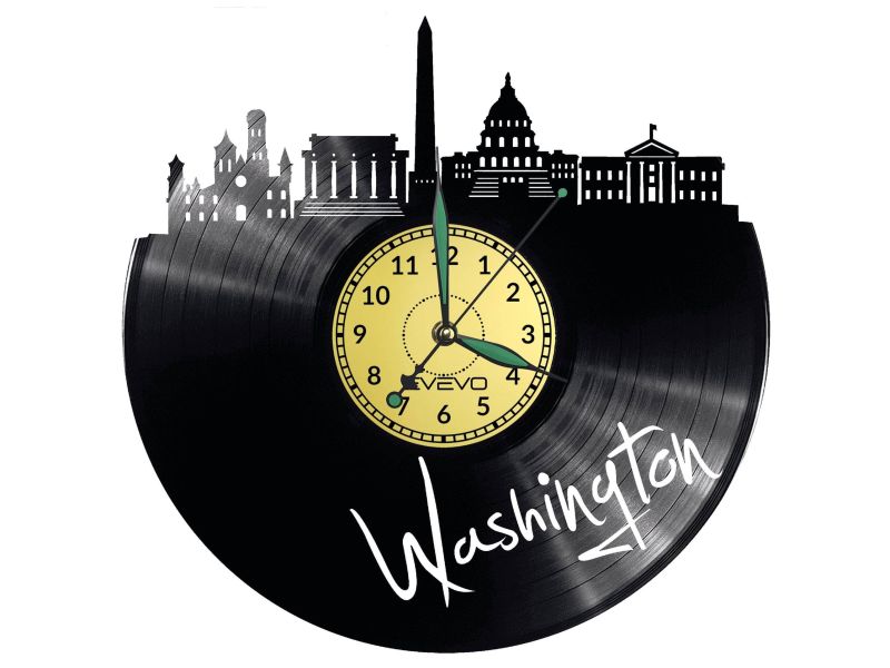 Washington Vinyl Zegar Ścienny Płyta Winylowa Nowoczesny 
Dekoracyjny Na Prezent Urodziny