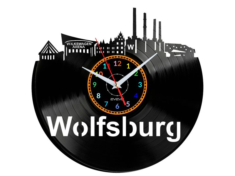 Wolfsburg Vinyl Zegar Ścienny Płyta Winylowa Nowoczesny 
Dekoracyjny Na Prezent Urodziny