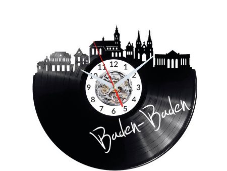 Baden-Baden Vinyl Zegar Ścienny Płyta Winylowa Nowoczesny 
Dekoracyjny Na Prezent Urodziny