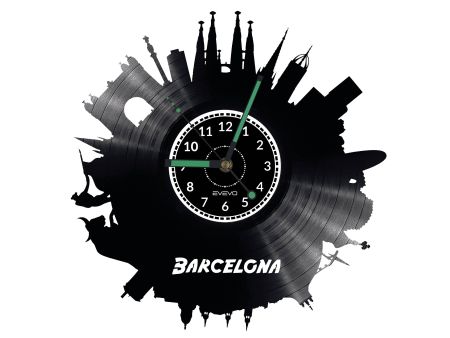 Barcelona Vinyl Zegar Ścienny Płyta Winylowa Nowoczesny Dekoracyjny Na Prezent Urodziny