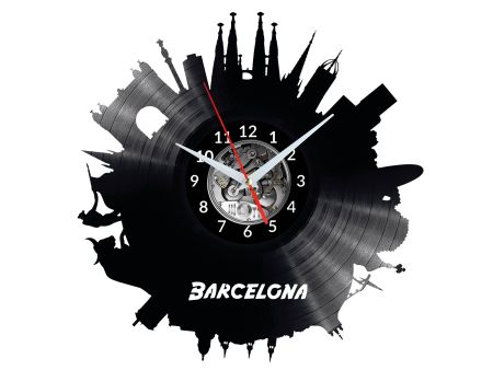 Barcelona Vinyl Zegar Ścienny Płyta Winylowa Nowoczesny Dekoracyjny Na Prezent Urodziny