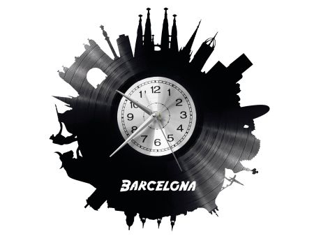 Barcelona Vinyl Zegar Ścienny Płyta Winylowa Nowoczesny Dekoracyjny Na Prezent Urodziny