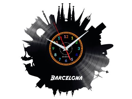 Barcelona Vinyl Zegar Ścienny Płyta Winylowa Nowoczesny Dekoracyjny Na Prezent Urodziny