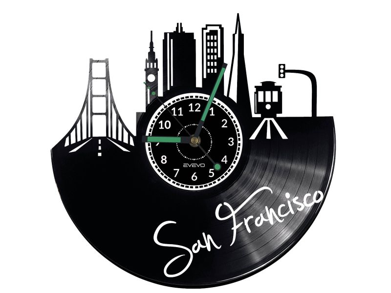 San Francisco Vinyl Zegar Ścienny Płyta Winylowa Nowoczesny Dekoracyjny Na Prezent Urodziny