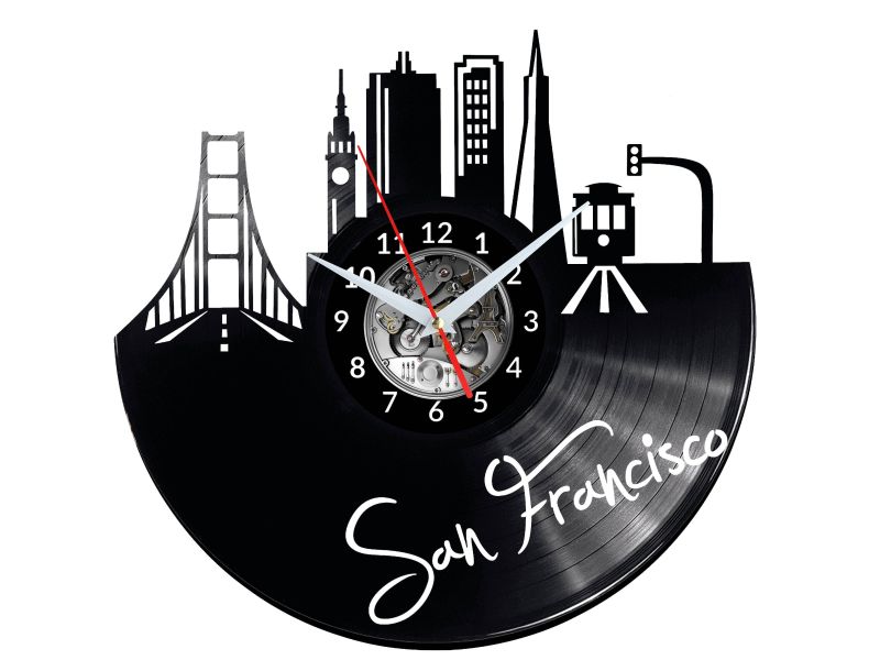 San Francisco Vinyl Zegar Ścienny Płyta Winylowa Nowoczesny Dekoracyjny Na Prezent Urodziny