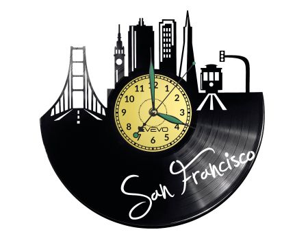 San Francisco Vinyl Zegar Ścienny Płyta Winylowa Nowoczesny Dekoracyjny Na Prezent Urodziny