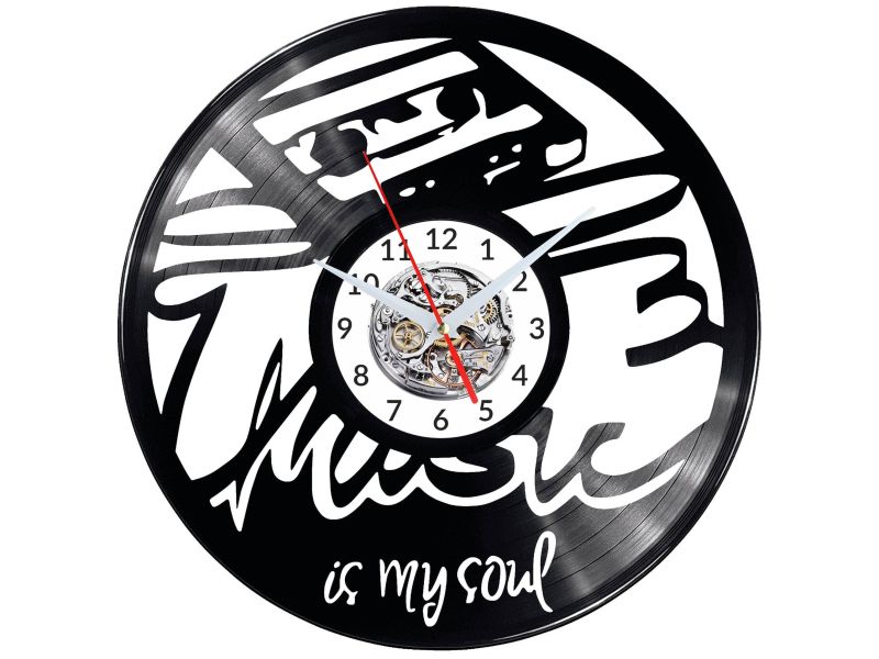 Music is my Soul Vinyl Zegar Ścienny Płyta Winylowa Nowoczesny 
Dekoracyjny Na Prezent Urodziny