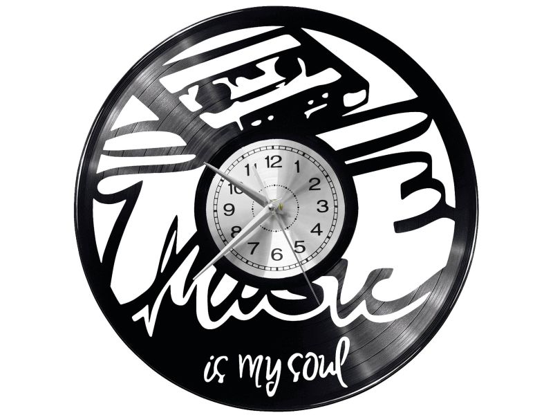 Music is my Soul Vinyl Zegar Ścienny Płyta Winylowa Nowoczesny 
Dekoracyjny Na Prezent Urodziny