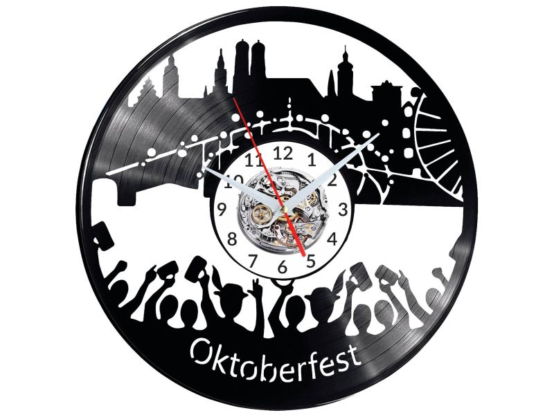 Oktoberfest Vinyl Zegar Ścienny Płyta Winylowa Nowoczesny 
Dekoracyjny Na Prezent Urodziny