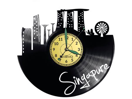 Singapure Vinyl Zegar Ścienny Płyta Winylowa Nowoczesny 
Dekoracyjny Na Prezent Urodziny