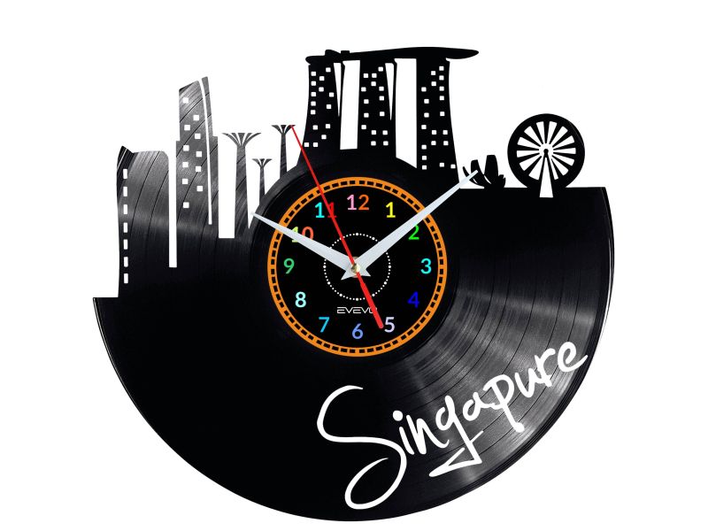 Singapure Vinyl Zegar Ścienny Płyta Winylowa Nowoczesny 
Dekoracyjny Na Prezent Urodziny